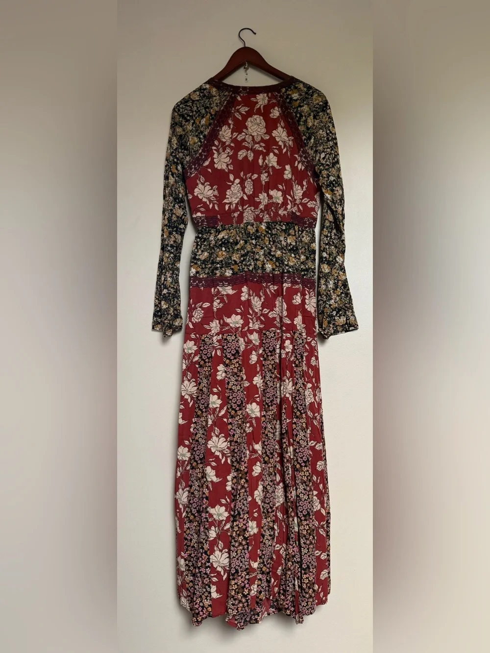 Free People Rust Floral Patchwork Maxi Dress